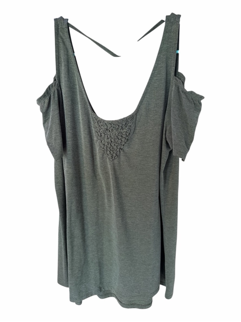Nanette Lepore Olive Cold-Shoulder Tank with Crochet Yoke